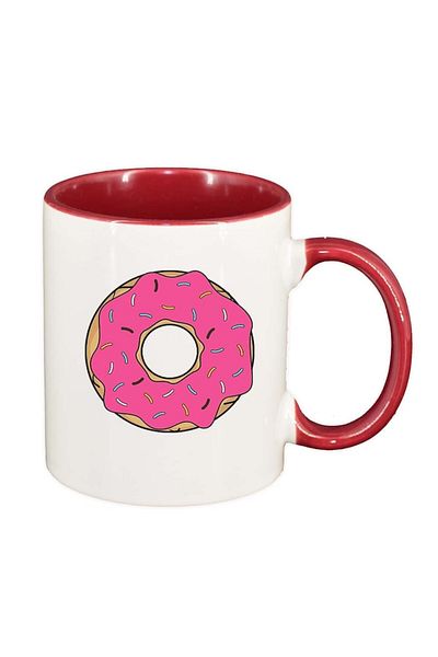 INOVATIX Personalized white mug, Doughnut, red interior, D415, INOVATIX®. 330ml