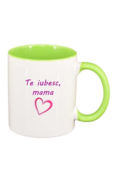 INOVATIX Cana alba personalizata, Te iubesc..., interior verde deschis, D1023...