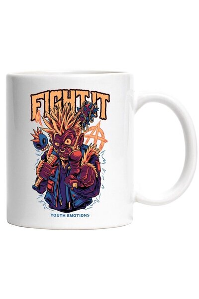 INOVATIX Cana alba personalizata, Mesaj In Engleza Fight It, Maimuta, Anarhie...