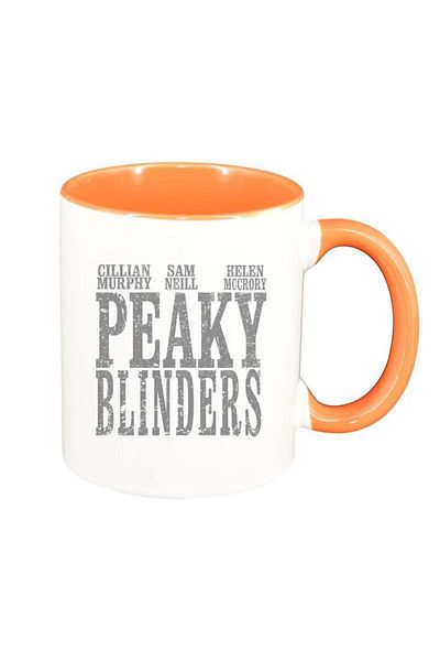 INOVATIX Personalized white mug, Peaky Blinders, orange interior, D1310, INOVATIX®. 330ml