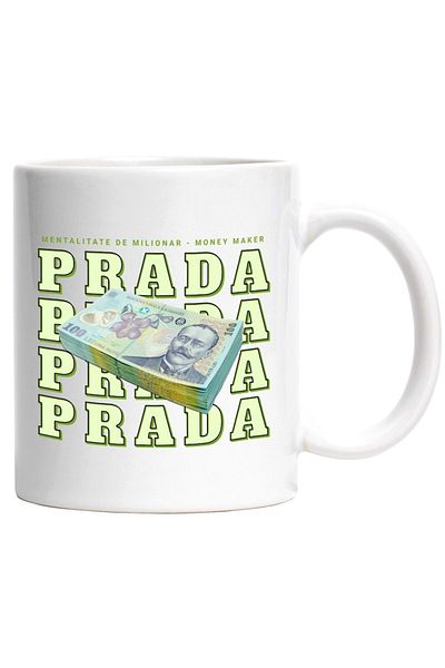 INOVATIX Personalized white mug, _Prada_ - 100 Romanian Lei, INOVATIX®. 330ml