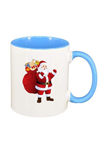 INOVATIX Personalized white mug, Santa Claus, blue interior, D163, INOVATIX®....