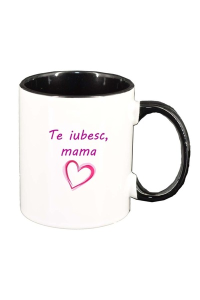 INOVATIX Cana alba personalizata, Te iubesc..., interior negru, D1023, INOVATIX®. 330ml