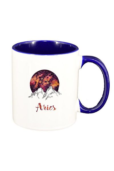 INOVATIX Cana alba personalizata, Zodiac, Aquarius, interior albastru inchis, D1384, INOVATIX®. 330ml