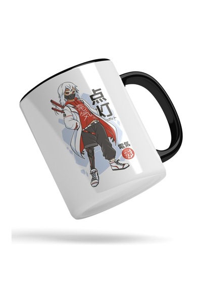 INOVATIX Персонализирана бяла чаша, аниме герой, Япония, с черна дръжка, INOV...