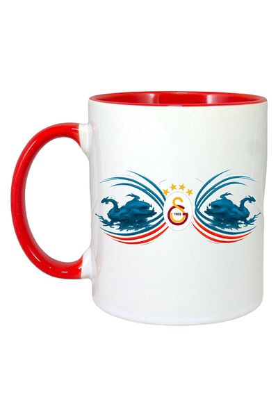 INOVATIX Personalized White Mug, Galatasaray Sk Turkey, Red Handle and Interior, ®. 330ml