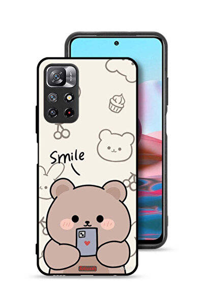 Tolwak غطاء حماية لهاتف شاومي ريدمي نوت 11 4G برسومات الدب المبتسم
