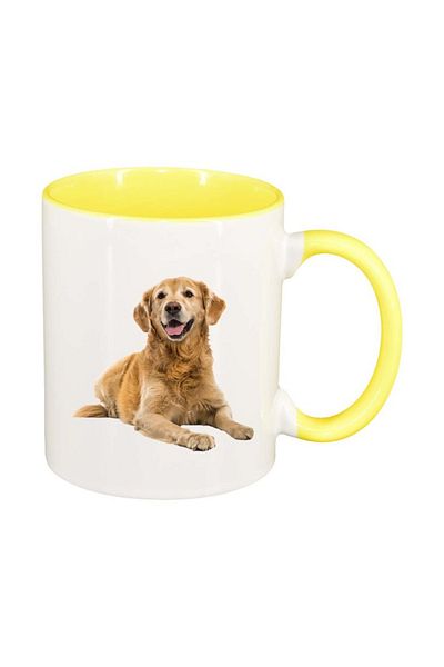 INOVATIX Personalized white mug, Dog, yellow interior, D201, INOVATIX®. 330ml
