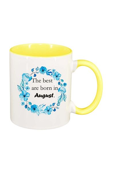 INOVATIX Personalized white mug, Flowers, The best are born in..., yellow interior, D1069, INOVATIX®. 330ml