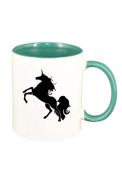 INOVATIX Cana alba personalizata, Horse Silhouette, interior verde, D962, INOVATIX®. 330ml