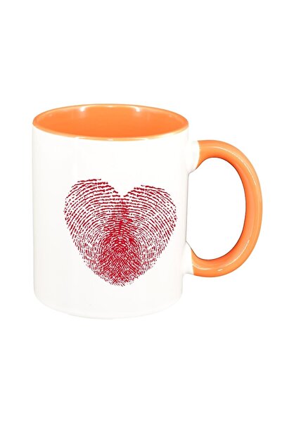 INOVATIX Персонализирана бяла чаша, Love, оранжева вътрешност, D403, INOVATIX...