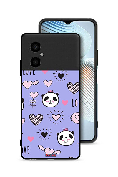 Tolwak Xiaomi Poco M4 5G Protective Case Cover Love And Panda Doodle