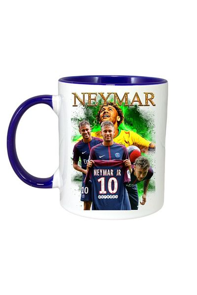 INOVATIX Cana Alba Personalizata, Neymar Presentation, Maner Si Interior Albastru, ®. 330ml