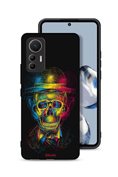 Tolwak غطاء حماية لهاتف شاومي 12 لايت بتصميم جمجمة وقبعة ملونة وفن خيالي