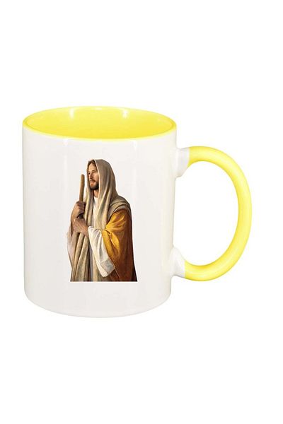 INOVATIX Personalized white mug, Christ, yellow interior, D1097, INOVATIX®. 330ml