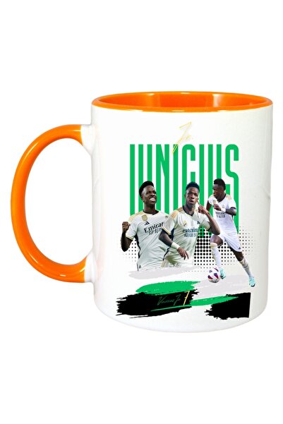 INOVATIX Personalized White Mug, Vini Jr, Orange Handle and Interior, ®. 330 ml
