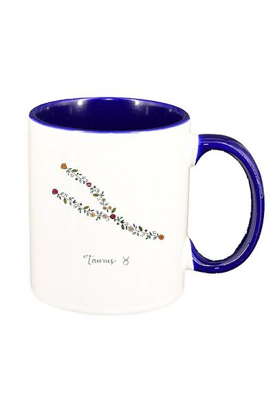 INOVATIX Personalized white mug, Zodiac, Aries, dark blue interior, D1383, INOVATIX®. 330ml