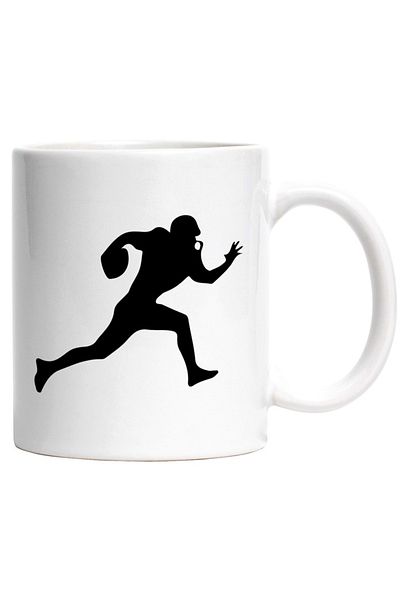 INOVATIX Personalized white mug, an American football player running with the ball, INOVATIX®. 330ml