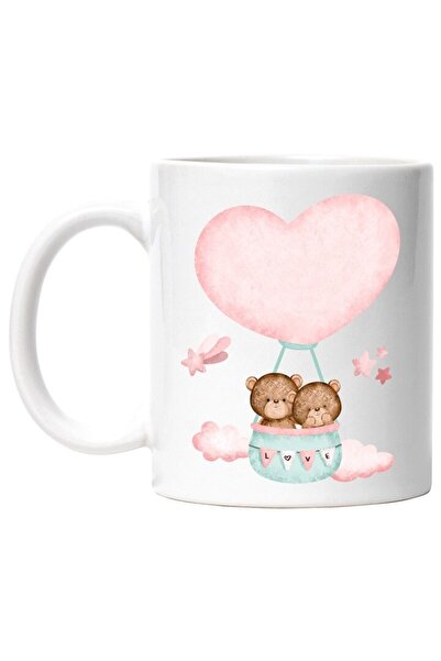 INOVATIX Cana alba personalizata, Balon Cu Aer Cald, Inima, Nori, Ursuleti, C...