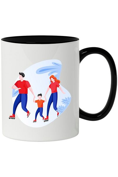 INOVATIX Personalized white mug, Roller, Sport, Family, Child, with Black Handle, INOVATIX®. 330ml