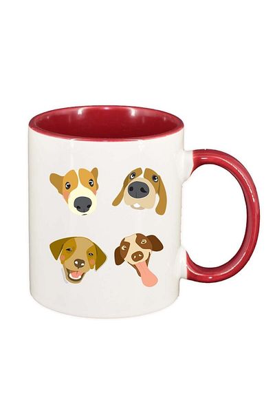 INOVATIX Personalized white mug, Dogs, red interior, D968, INOVATIX®. 330ml