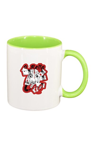 INOVATIX Εξατομικευμένη λευκή κούπα, La Casa De Papel, ανοιχτό πράσινο εσωτερ...