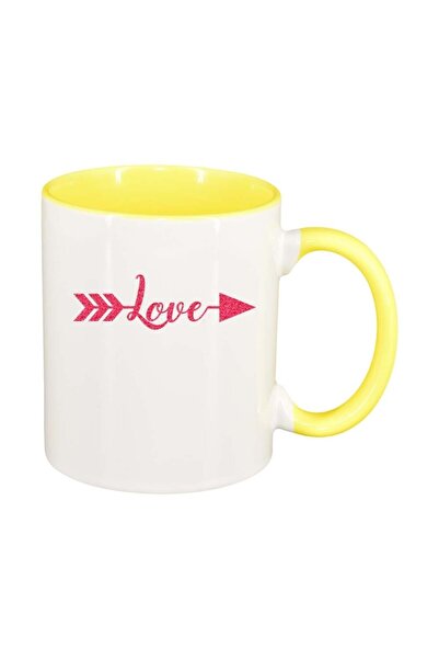 INOVATIX Cana alba personalizata, Love, interior galben, D337, INOVATIX®. 330ml