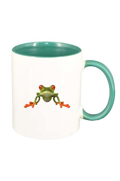 INOVATIX Personalized white mug, Frog, green interior, D187, INOVATIX®. 330ml