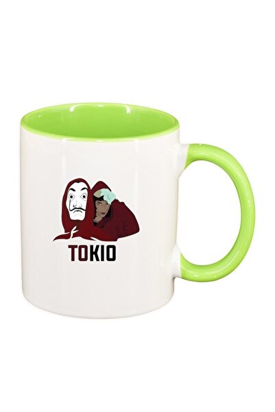 INOVATIX Εξατομικευμένη λευκή κούπα, La Casa De Papel, ανοιχτό πράσινο εσωτερ...