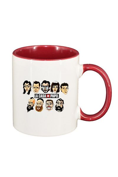 INOVATIX Personalized white mug, La Casa De Papel, dark red interior, D1490, INOVATIX®. 330ml