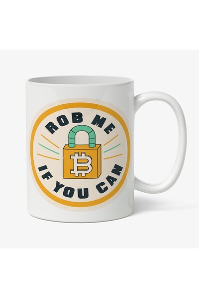 INOVATIX Cană albă personalizată, Jefuiește-mă dacă poți Bitcoin, INOVATIX®. ...