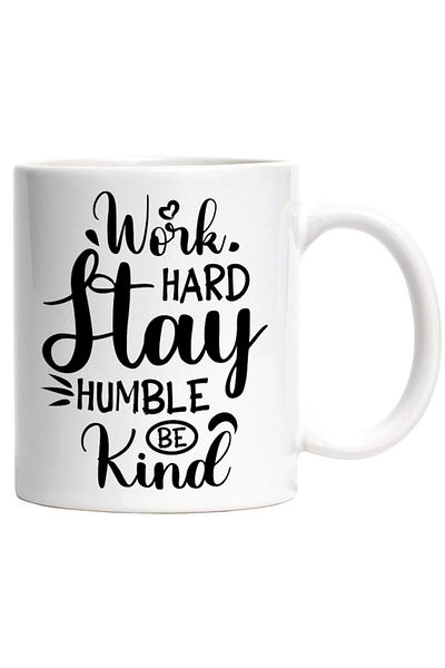 INOVATIX Personalized white mug, "Work hard, stay humble and be kind", INOVATIX®. 330ml