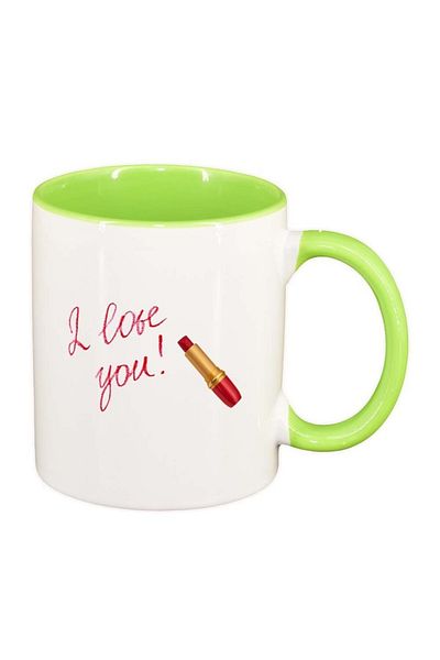 INOVATIX Personalized white mug, Love, light green interior, D394, INOVATIX®. 330ml