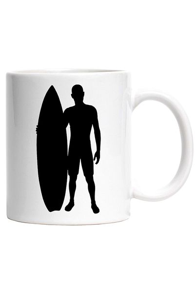 INOVATIX Personalized white mug, a man holding a surfboard, INOVATIX®. 330ml