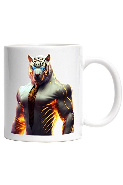 INOVATIX Cana alba personalizata, Tigru Alb, Costum, Fantasy, Luptator, Musch...