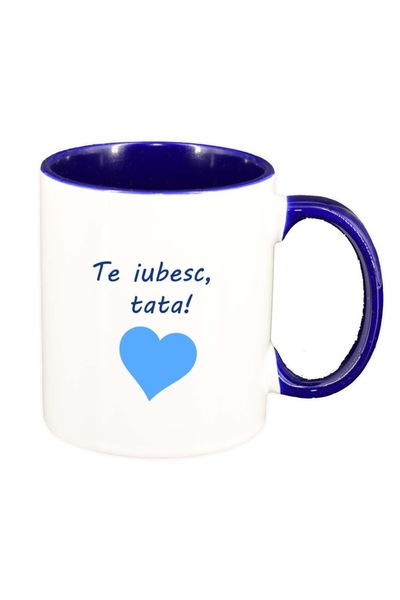 INOVATIX Cana alba personalizata, Te iubesc..., interior albastru inchis, D1026, INOVATIX®. 330ml