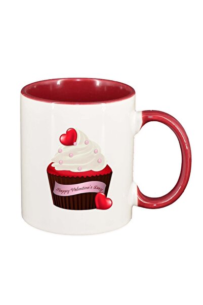 INOVATIX Cana alba personalizata, Muffin, interior rosu, D398, INOVATIX®. 330ml