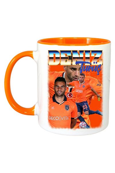 INOVATIX Cana Alba Personalizata, Deniz Turuc Player, Maner Si Interior Portocaliu, ®. 330ml