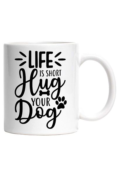 INOVATIX Personalized white mug, a bone and a ul Life is short, hug your dog, INOVATIX®. 330ml