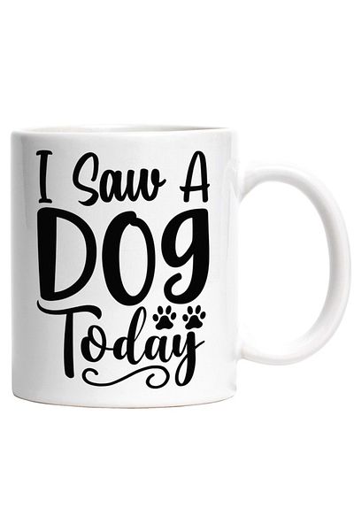 INOVATIX Personalized white mug, paws and the message I saw a dog today, INOVATIX®. 330ml