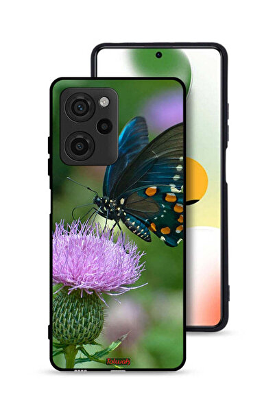 Tolwak غطاء حماية لهاتف Xiaomi Poco X5 Pro بتصميم فراشة على زهرة