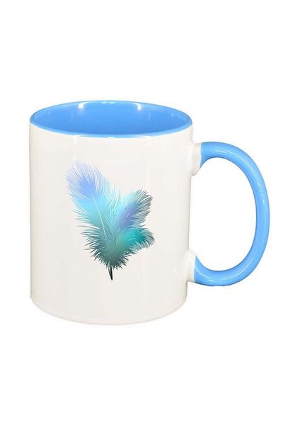 INOVATIX Cana alba personalizata, Feather, interior albastru, D230, INOVATIX®. 330ml