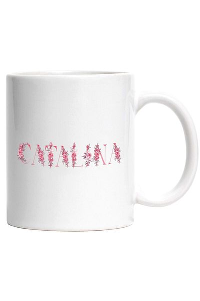 INOVATIX Personalized white mug, Name Catalina, Floral, Colorful, Creative, Beautiful, Unique, INOVATIX®. 330ml