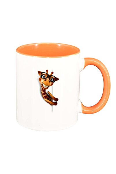 INOVATIX Cana alba personalizata, Girafa, interior portocaliu, D275, INOVATIX...