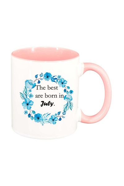 INOVATIX Personalized white mug, Flowers, The best are born in..., pink interior, D1068, INOVATIX®. 330ml