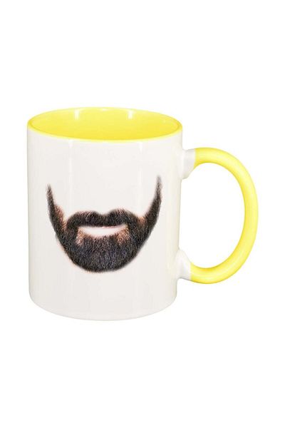 INOVATIX Personalized white mug, Beard, yellow interior, D260, INOVATIX®. 330ml