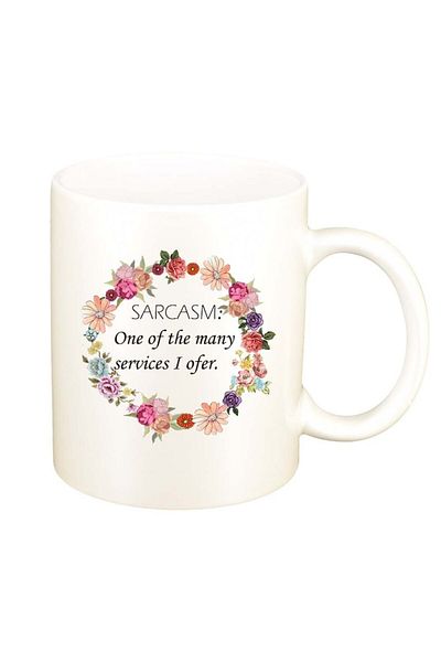 INOVATIX Personalized white mug, Flowers, Sarcasm..., D1053, INOVATIX®. 330ml