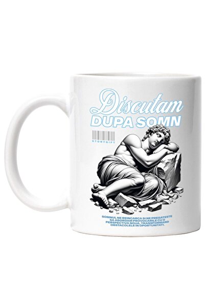 INOVATIX Cana alba personalizata, Discutam Dupa Somn - Statuie Care Doarme, I...