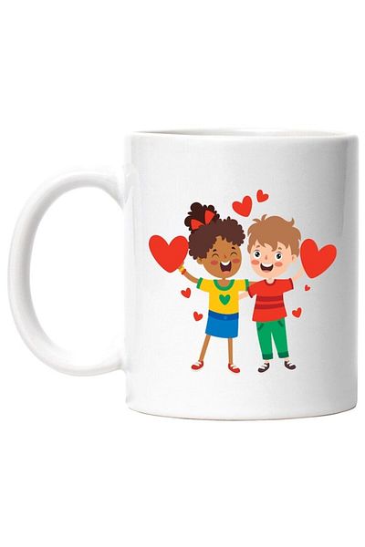 INOVATIX Personalized white mug, Children, Hearts, Love, Bow, Hug, INOVATIX®. 330ml