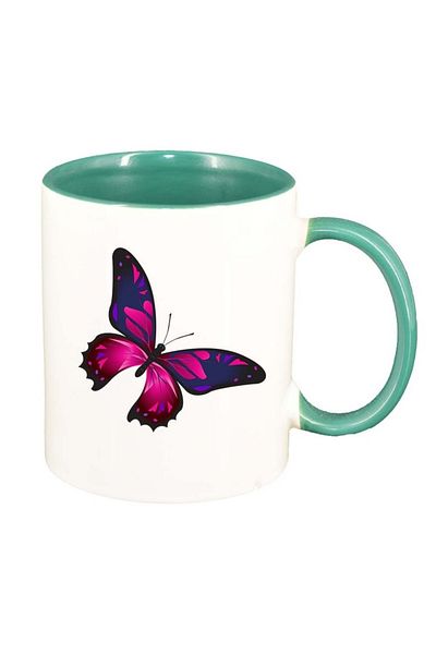 INOVATIX Cana alba personalizata, Butterfly, interior verde, D959, INOVATIX®. 330ml
